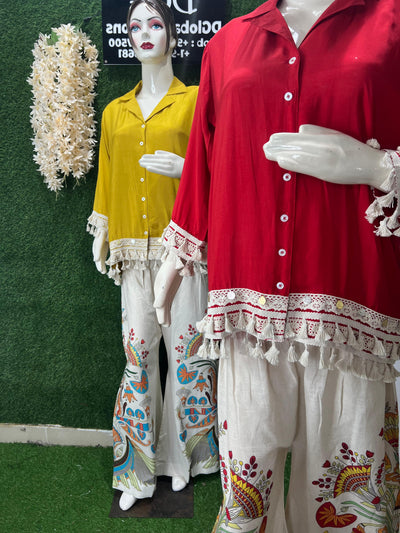 Co-Ord Set Muslin Silk Shirt with Linen Pants