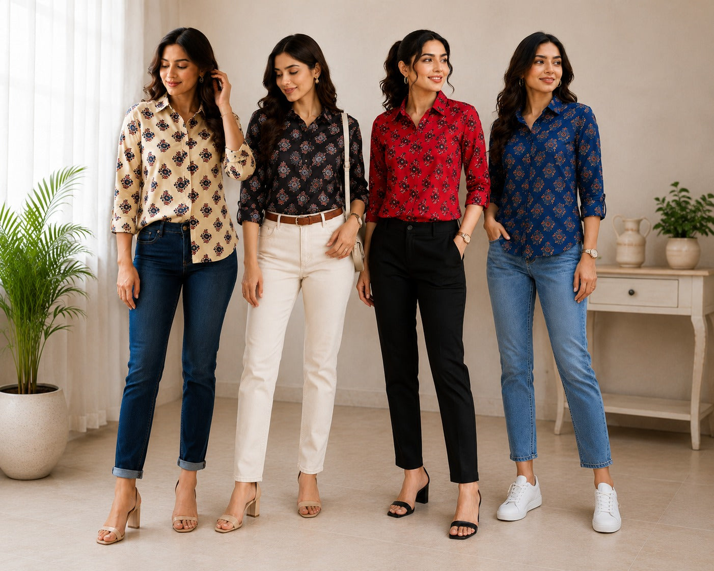Women's Designer Modal Silk Printed Shirt