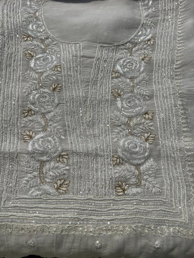 Lucknowi Chikankari Pearl, Kasab & Cutdana Suit Set