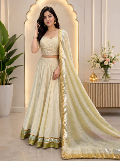 Tissue Shimmer Lehenga Set with Elegant Gota Lace Work