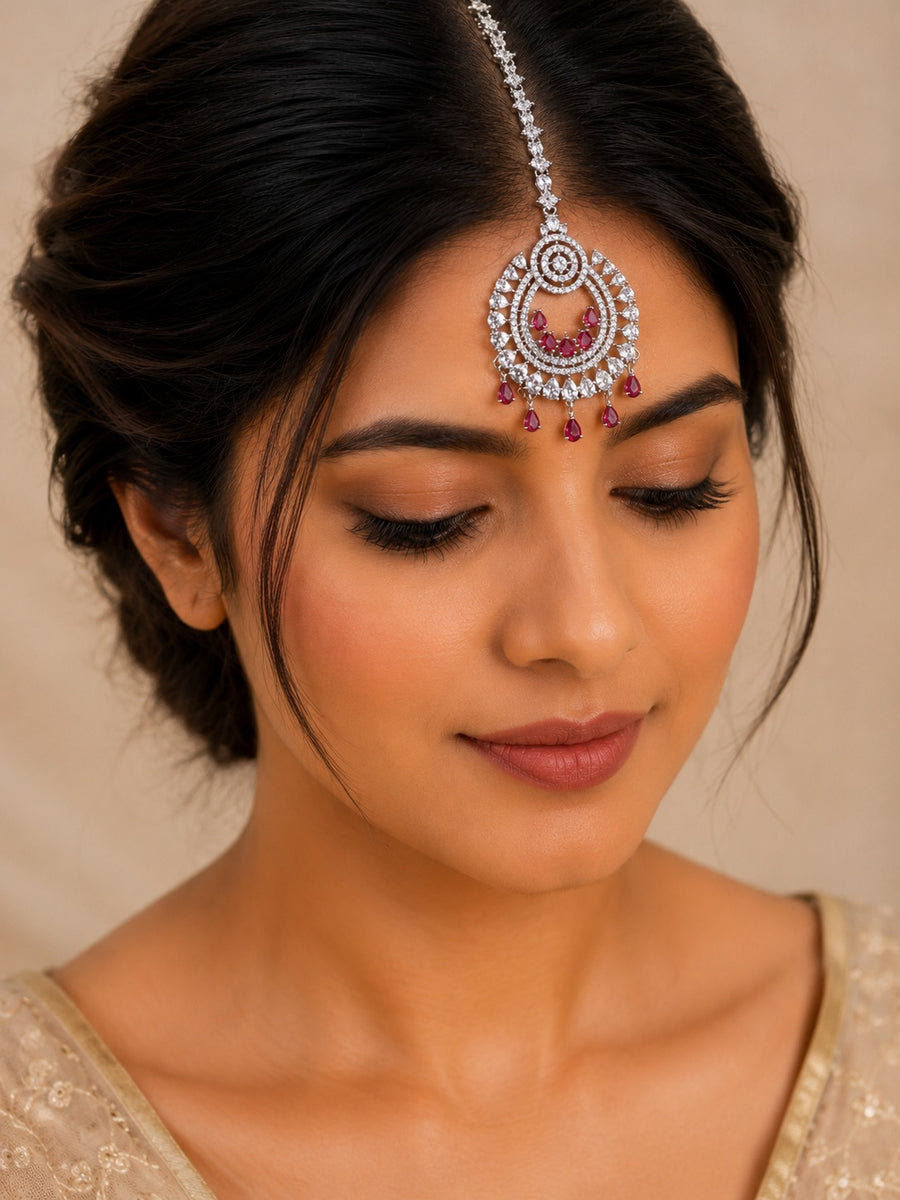Designer Silver Ruby Stone Teeka