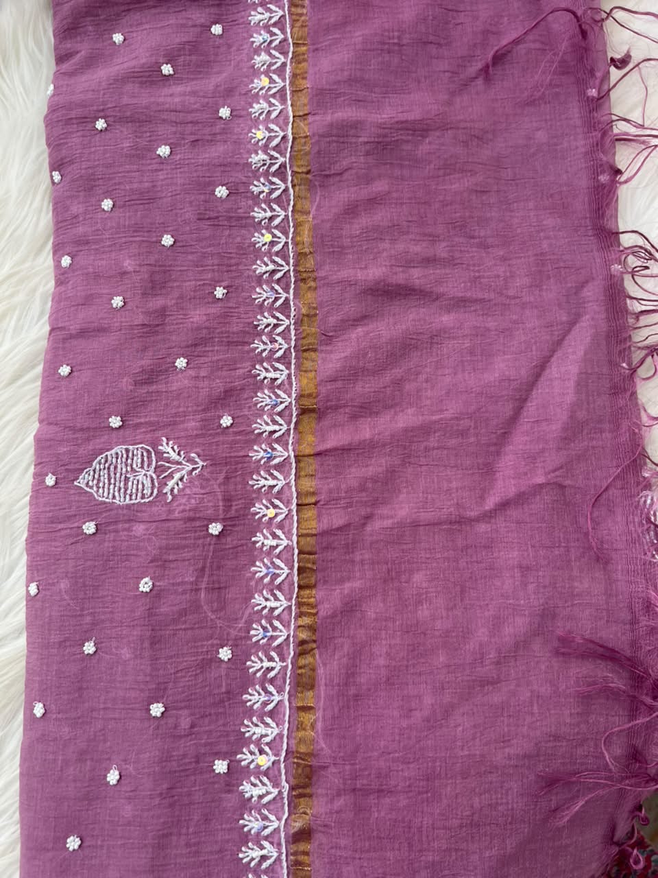 Lucknowi Chikankari Unstitched Mul Anarkali | Hand Embroidered Indian Ethnic Wear