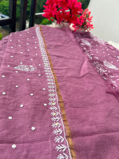 Lucknowi Chikankari Unstitched Mul Anarkali | Hand Embroidered Indian Ethnic Wear