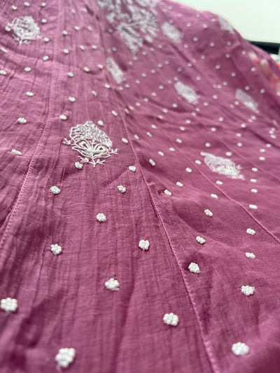 Lucknowi Chikankari Unstitched Mul Anarkali | Hand Embroidered Indian Ethnic Wear