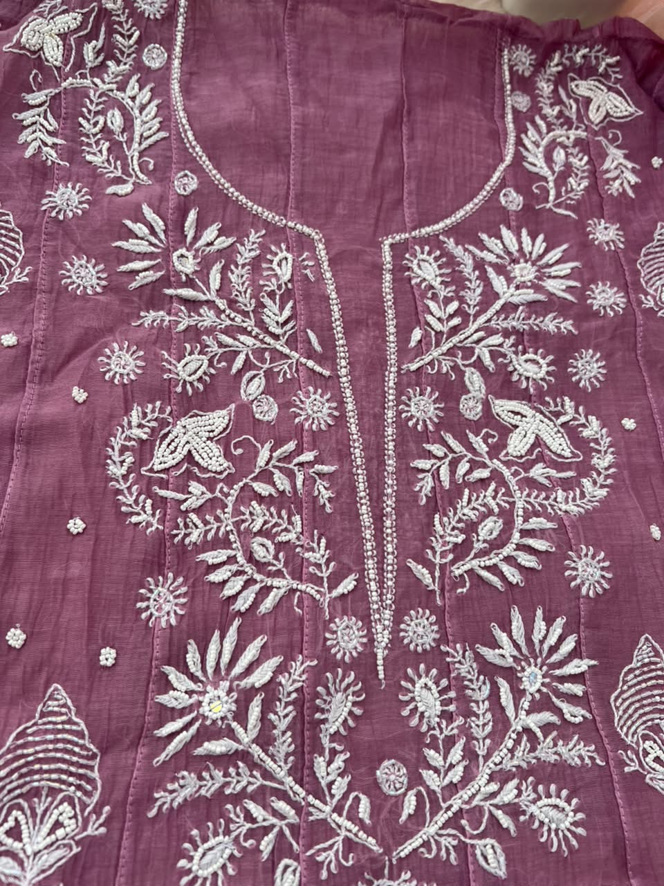 Lucknowi Chikankari Unstitched Mul Anarkali | Hand Embroidered Indian Ethnic Wear