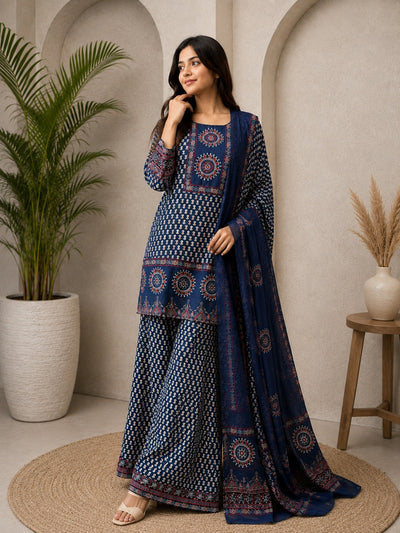Cotton Palazzo Set with Sequin Embroidery Work