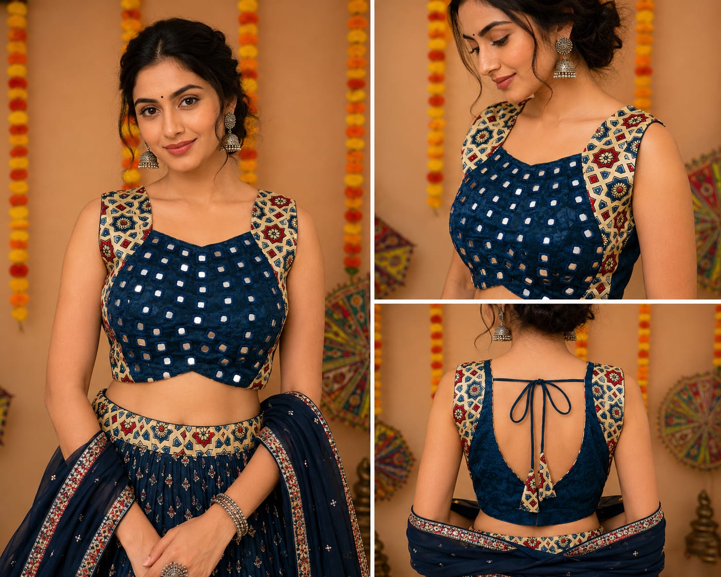 Mashru Silk Sleeveless Mirror Work Blouse