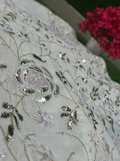 Lucknowi Chikankari Unstitched Mul Chanderi Straight Suit Set with Matching Dupatta