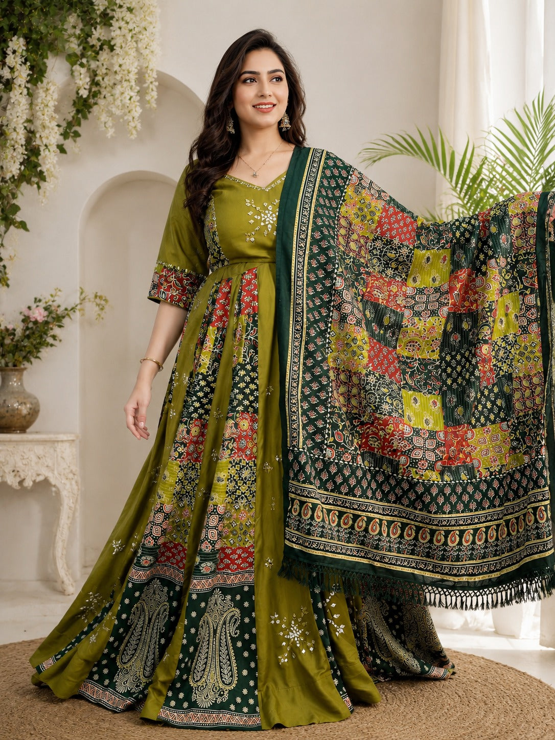 Cotton Lehenga Set with Mirror Work | 3-Piece Festive Outfit
