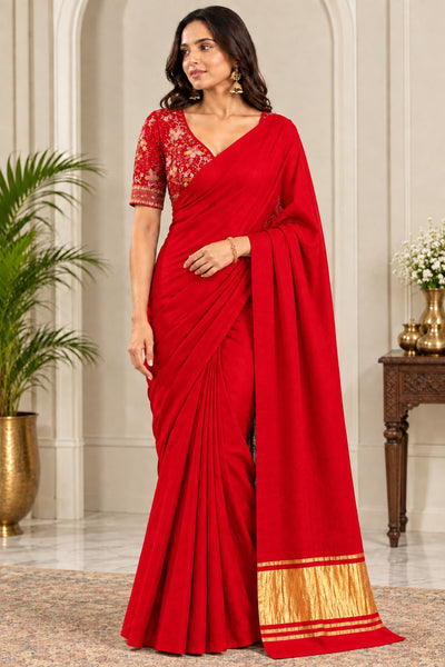 Modal Silk Saree with Lagdi Patta Gold Border