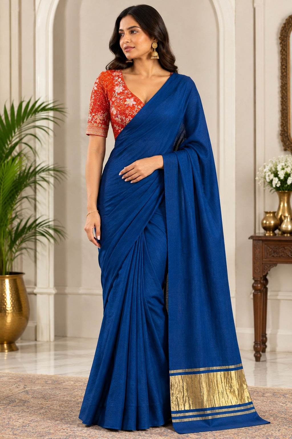 Modal Silk Saree with Lagdi Patta Gold Border