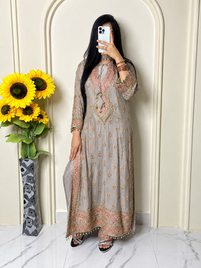 Premium Chinon Suit Set with Heavy Zardozi Work | Elegant Ethnic Wear for Women