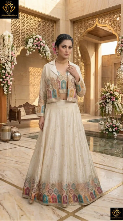 Crop Top Lehenga Set with Stylish Jacket