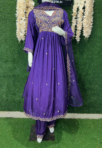Designer Embroidered Anarkali Suit with Dupatta – Party Wear Ethnic Set