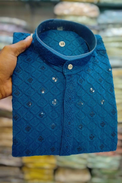 Chikankari Sequin Work Kurta Pajama Set – Elegant Ethnic Wear