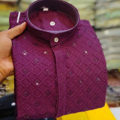 Chikankari Sequin Work Kurta Pajama Set – Elegant Ethnic Wear