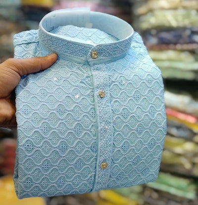 Chikankari Sequin Work Kurta Pajama Set – Elegant Ethnic Wear