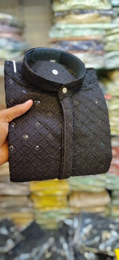 Chikankari Sequin Work Kurta Pajama Set – Elegant Ethnic Wear