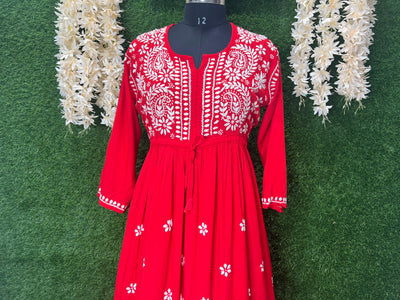 Lucknowi Chikankari Rayon Gown