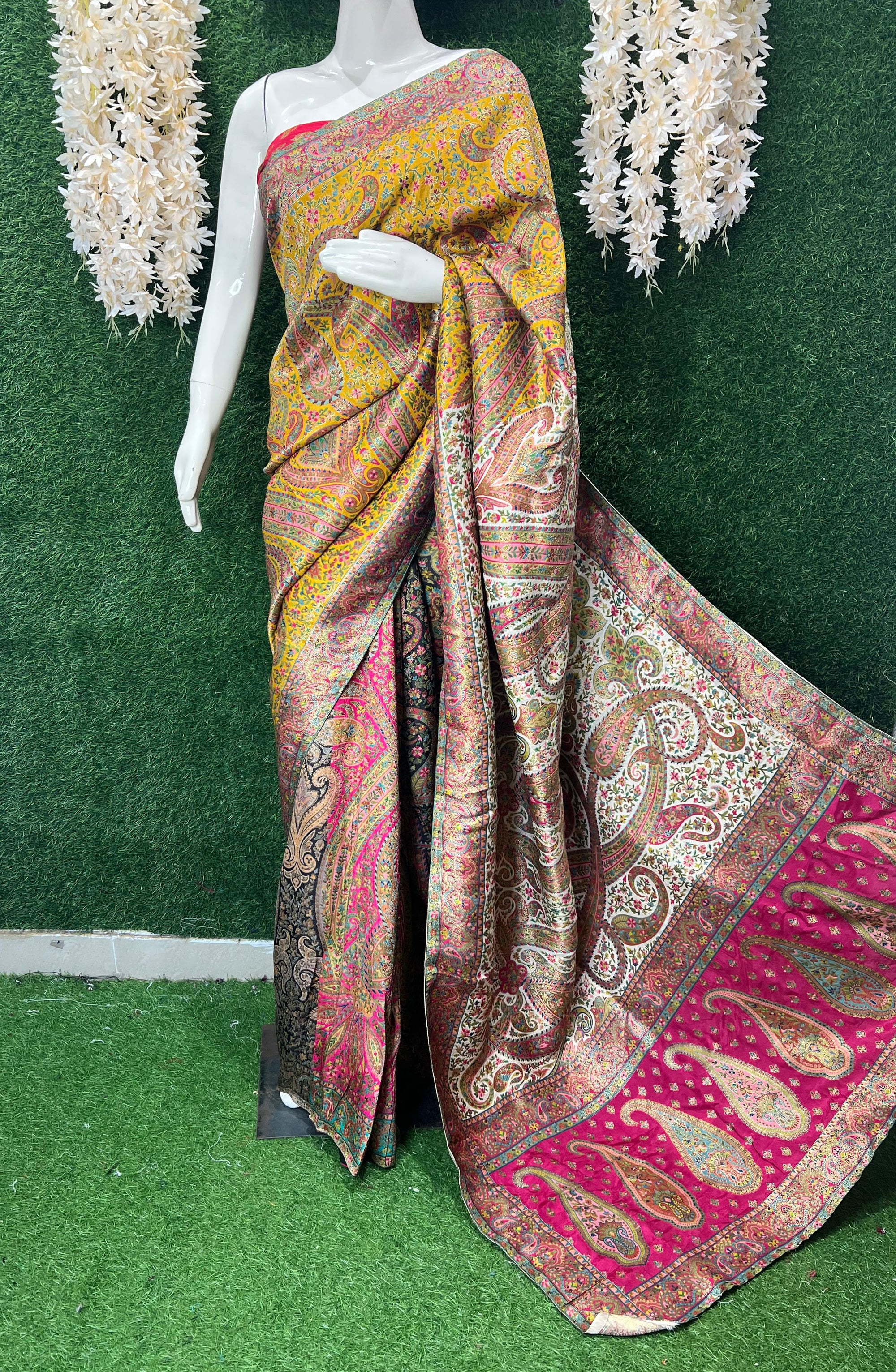 Banarasi Pashmina Katan Silk Saree with Rich Woven Pallu