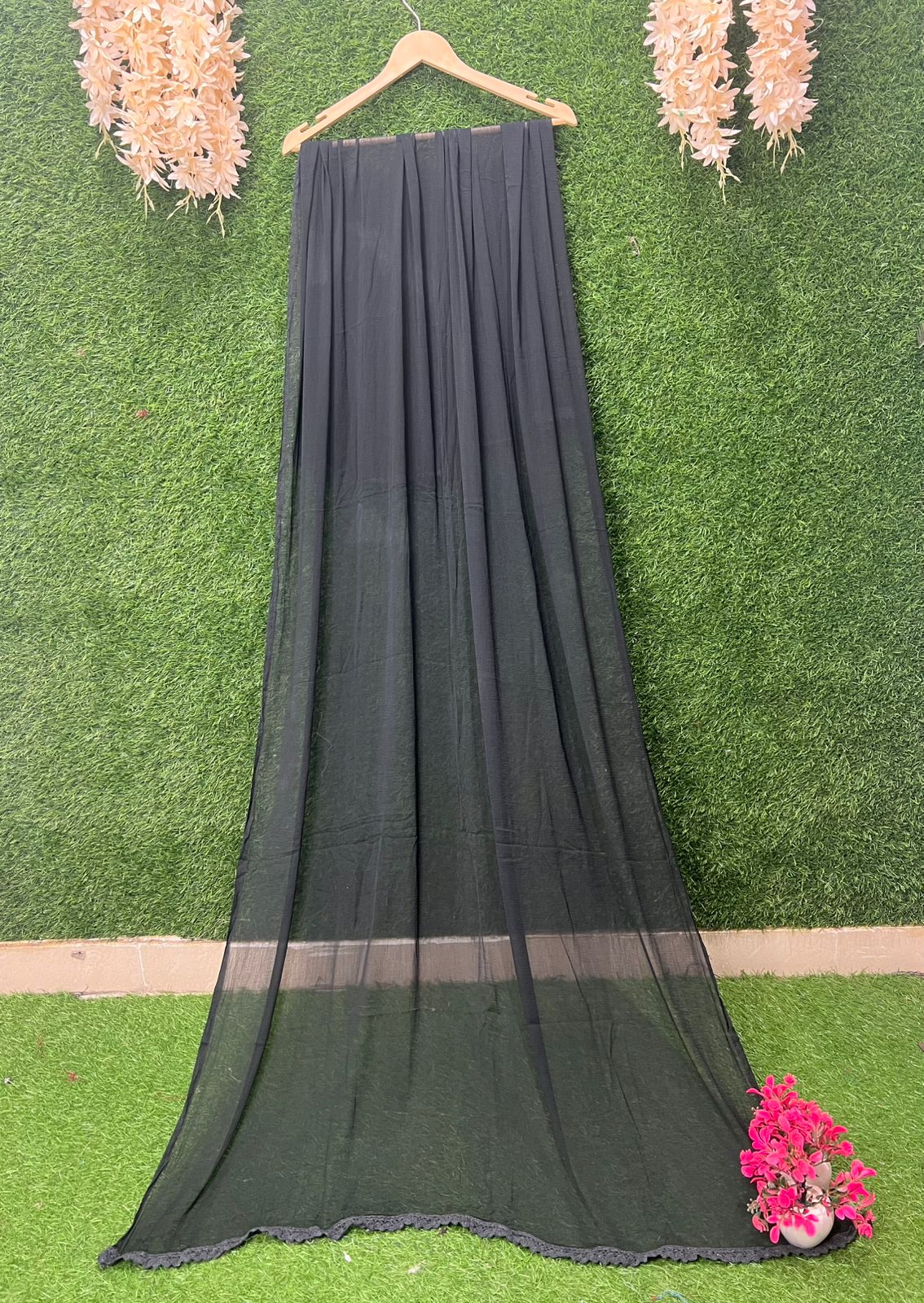 Chiffon Dupatta with Delicate Lace Border