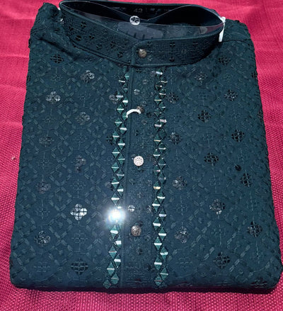 Chikankari Kurta Set with Mirror & Sequin Embellishments