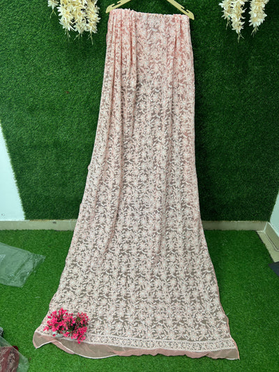 Lucknowi Chikankari Full Jaal Hand Embroidered Georgette Dupatta