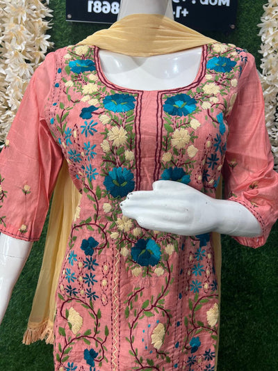 Phulkari Patiala Suit Set with Hand Embroidery