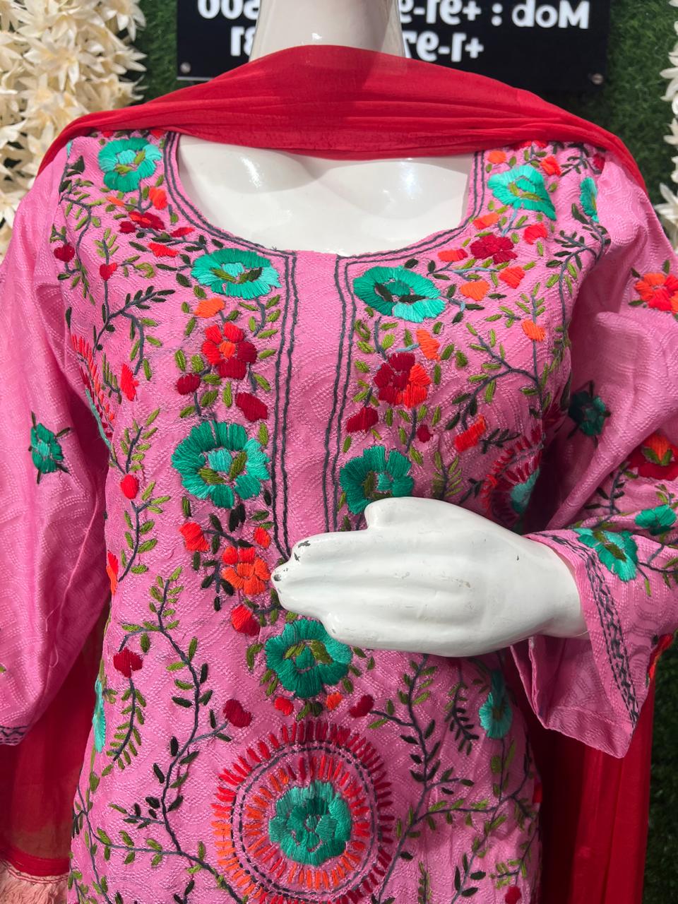 Phulkari Patiala Suit Set with Hand Embroidery