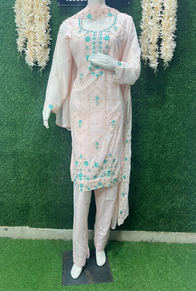Georgette Suit Set with Resham Embroidery & Stone Work