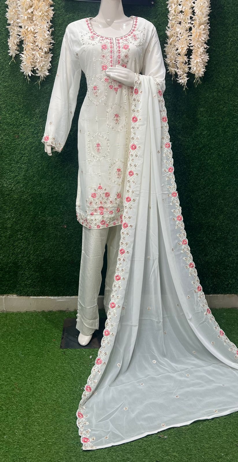 Georgette Suit Set with Resham Embroidery & Stone Work