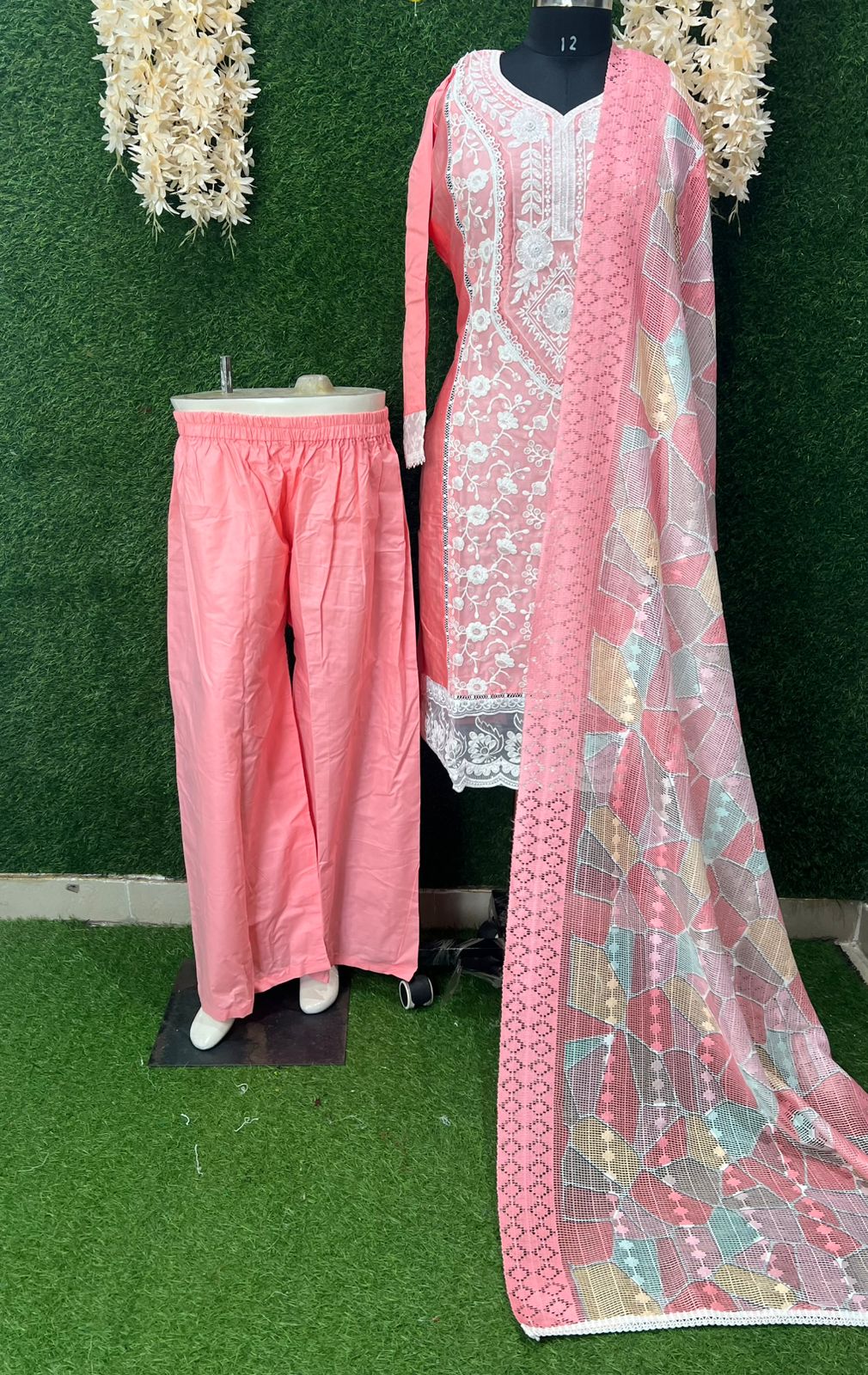 Cotton Suit Set with Intricate Embroidery