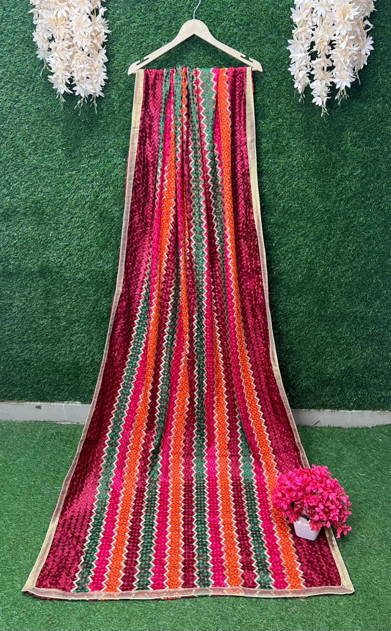 Multicolour Phulkari Embroidery Dupatta