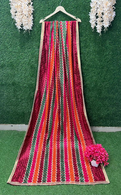 Multicolour Phulkari Embroidery Dupatta