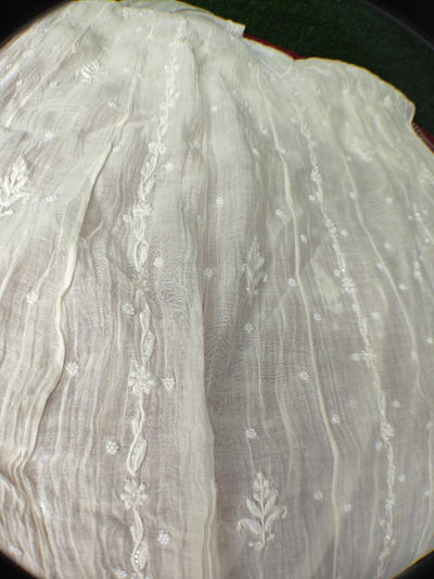 Mul Chanderi A-Line Anarkali with Dupatta featuring Pearl & Cutdana Work