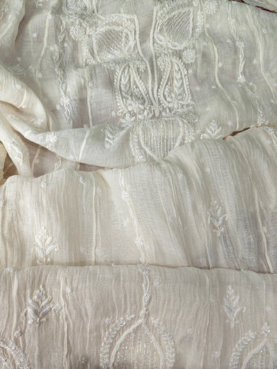 Mul Chanderi A-Line Anarkali with Dupatta featuring Pearl & Cutdana Work