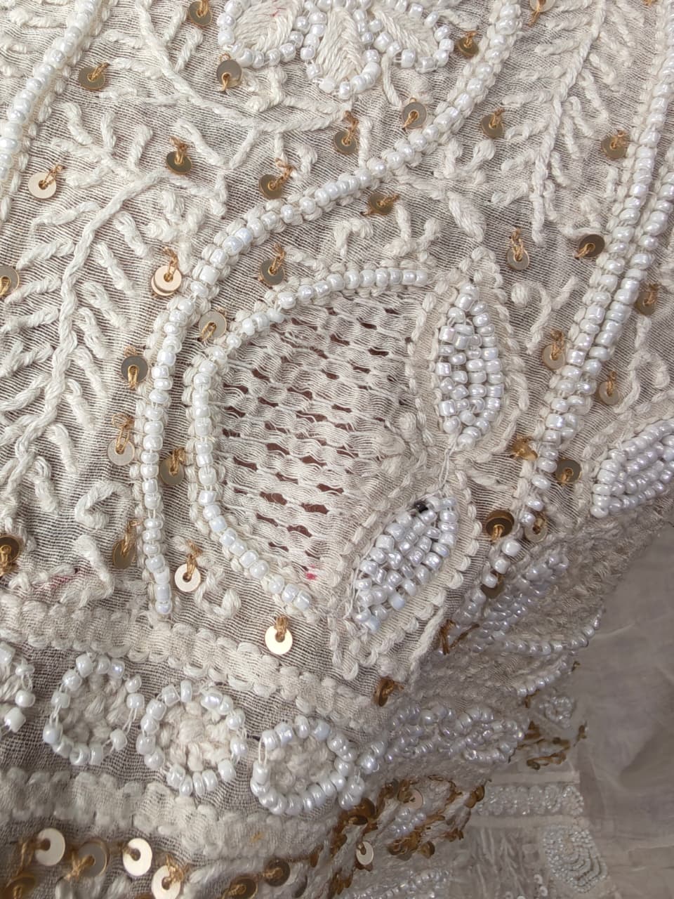 Mul Chanderi Lucknowi Chikankari Unstitched Suit with Hand Jaali & Sequin Work