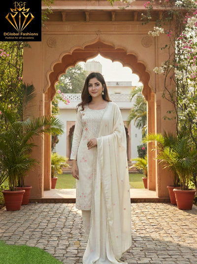Resham & Stone Work Kurta Pant Dupatta Set