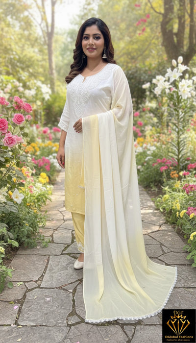 Ombre Suit Set with Pearl & Sequin Hand Embroidery