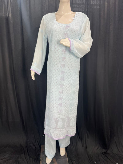 Lucknowi Chikankari Kurta & Dupatta Set with Cutdana Handwork