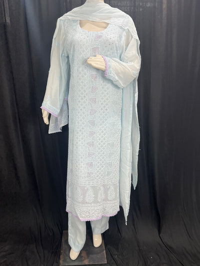 Lucknowi Chikankari Kurta & Dupatta Set with Cutdana Handwork