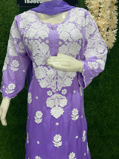 Crepe Kurta Palazzo Set with Dupatta