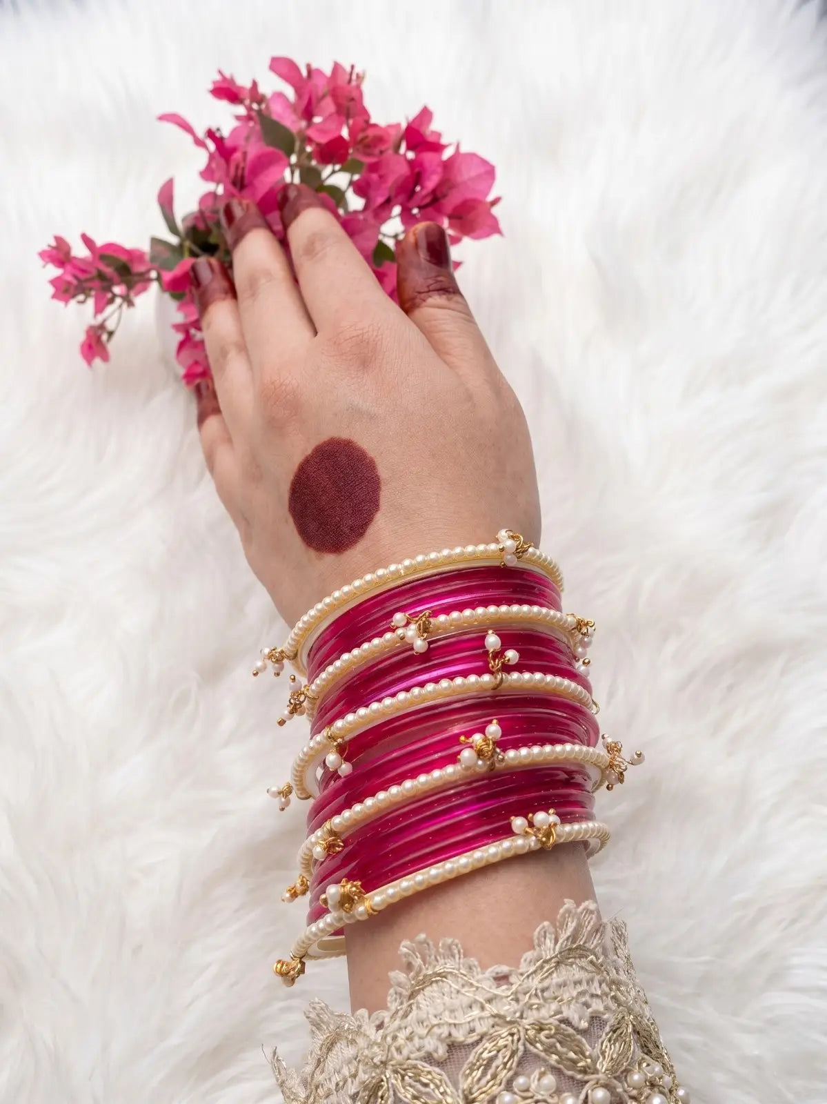Colorful Jelly Glass Bangles Set with Pearl Bangles