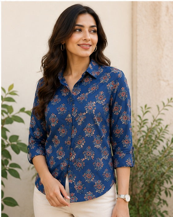 Women's Designer Modal Silk Printed Shirt
