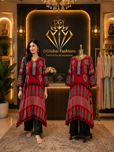 Modal Silk Ajrakh Hand Block Print Co-Ord Set