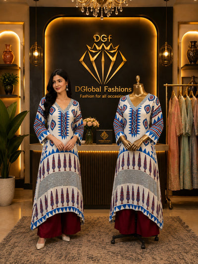 Modal Silk Ajrakh Hand Block Print Co-Ord Set