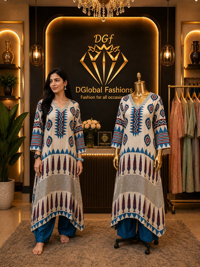 Modal Silk Ajrakh Hand Block Print Co-Ord Set