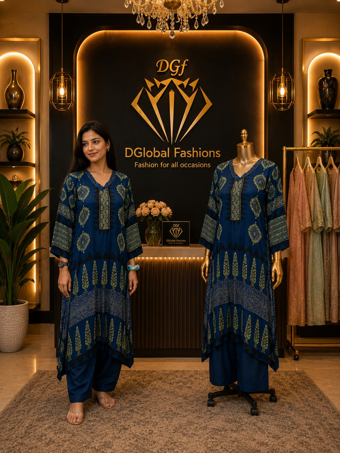 Modal Silk Ajrakh Hand Block Print Co-Ord Set