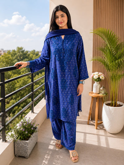 Hand-Embroidered Lucknowi Chikankari Chanderi Suit Set with Banarasi Booti