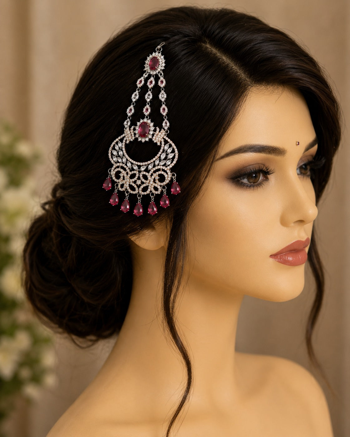 Designer Silver-Tone Bridal Paasa